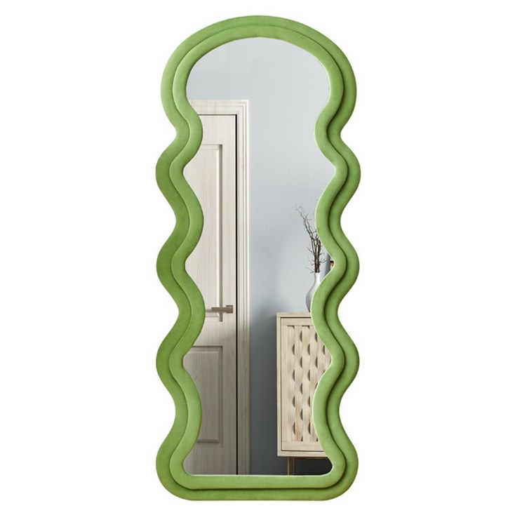 웨이브 물결 프레임 전신거울 프레임 일체형 강화 거울 해외배송