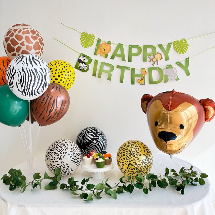 쏙쏙마켓 사파리 생일 풍선 세트, 원숭이 세트