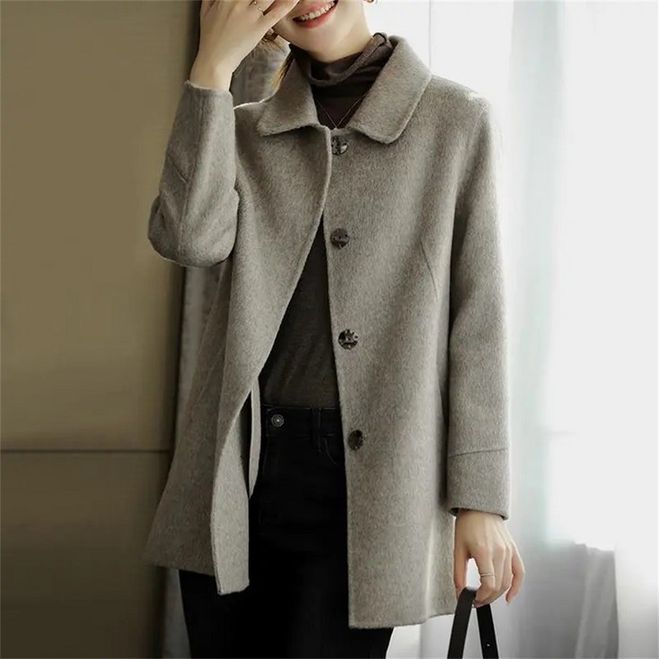 besteffie 여성코트 카라넥 모직 코트 울100 캐시미어코트 누빔안감코트 여성 모직자켓 모직 겨울 코트 E88
