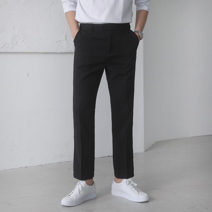 베이직바이블 남자 시크릿 히든밴딩 스판 슬랙스 10부 빅사이즈 링클프리 구김방지 남성 팬츠 바지4color