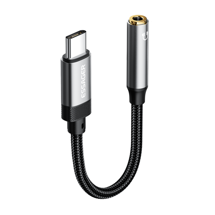 Essager C타입 to 3.5mm 오디오 변환 젠더 3.5 to c타입 이어폰 젠더 c to aux 젠더, 1개, 143mm