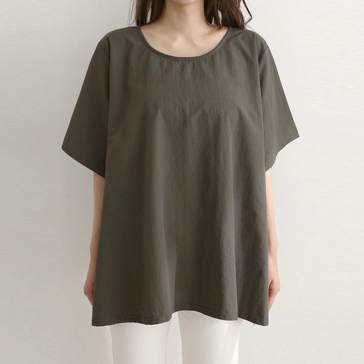 여성 빅사이즈 바스락 나일론 A라인 훌 반팔 티셔츠 TS0828루즈핏 오버핏 여자 여름