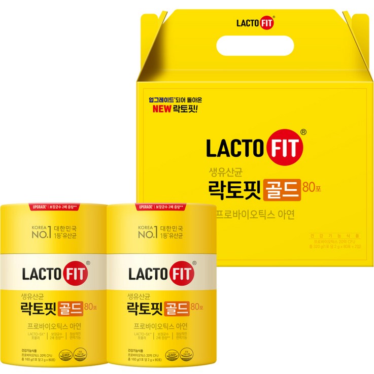 락토핏 골드 유산균 80p 더블 선물세트, 320g, 1개 락토핏 골드 유산균 80p 더블 선물세트, 320g, 1개