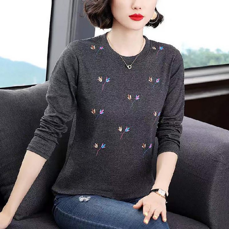 마켓에이 여성용 플라워 라운드 넥 미시 티셔츠 마켓에이 여성용 플라워 라운드 넥 미시 티셔츠