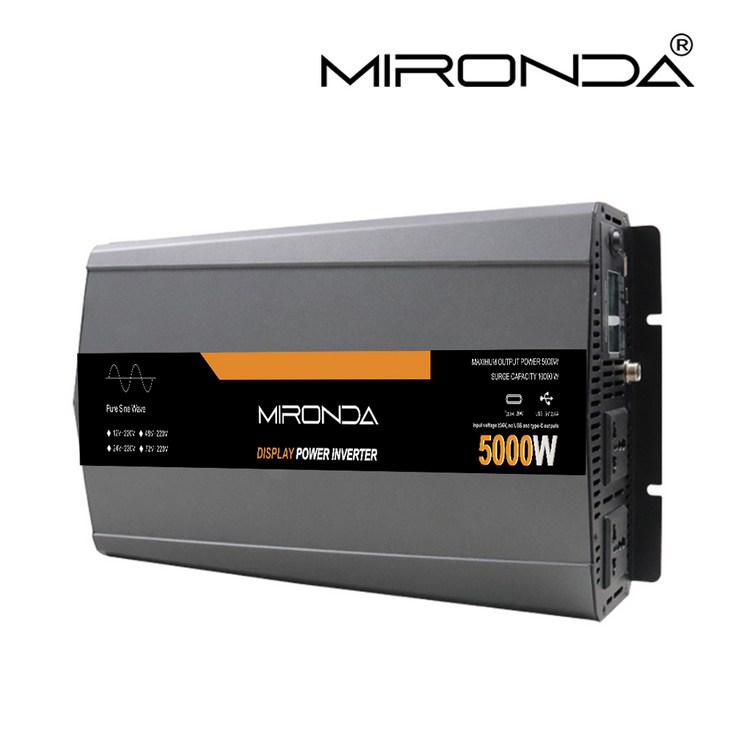 MIRONDA 순수 사인파 차량용 전력 인버터, 캠핑카 용 전압 변환기, 한국 KC 승인, 60Hz 12V 24V 220V MTS 용량 5000W, 1개