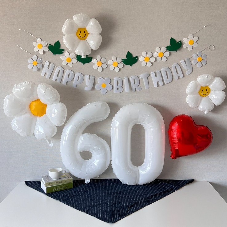 하피블리 환갑이벤트 화이트 숫자풍선 홈파티 환갑 칠순 생일파티용품 세트, 생일가랜드화이트 하피블리 환갑이벤트 화이트 숫자풍선 홈파티 환갑 칠순 생일파티용품 세트, 생일가랜드화이트