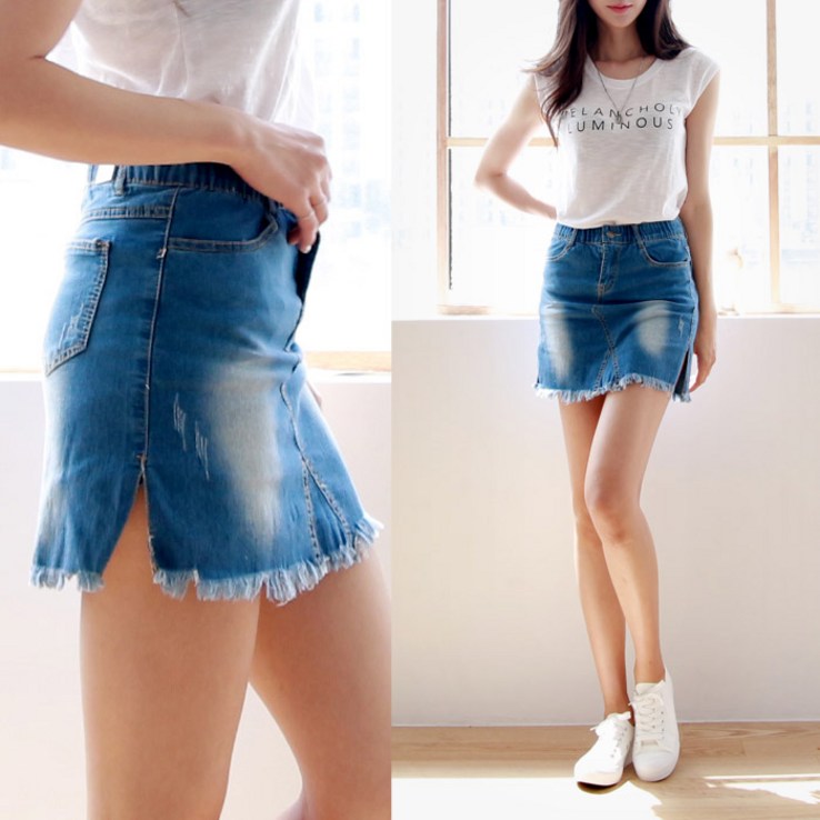 비바조이 20S13푸른바다 데님 청치마바지 스커트