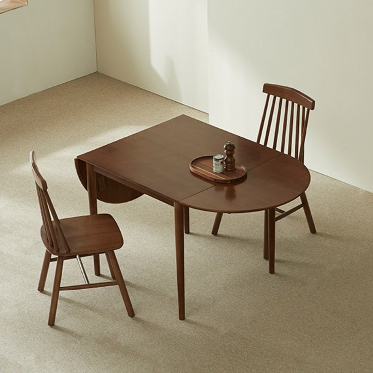 [1만원 즉시할인][스칸디아]폴디 확장형 접이식 테이블 2인 원목식탁세트(의자2)