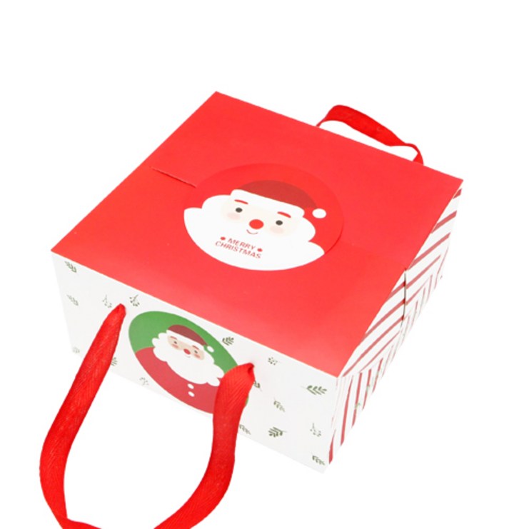 도나앤데코 크리스마스 레드 스퀘어 핸들 선물박스 3p + 끈 6p + 산타얼굴 스티커 3p, 혼합 색상, 1세트