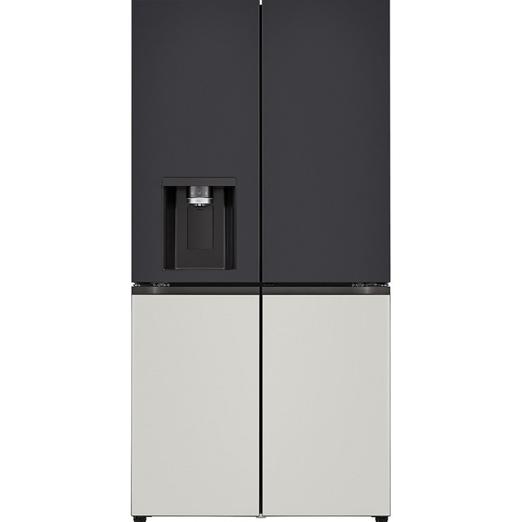 LG전자 오브제컬렉션 얼음정수기 디오스 4도어 냉장고 메탈 820L 방문설치, 블랙상단, 그레이하단, W823AAA172W823MBG172S