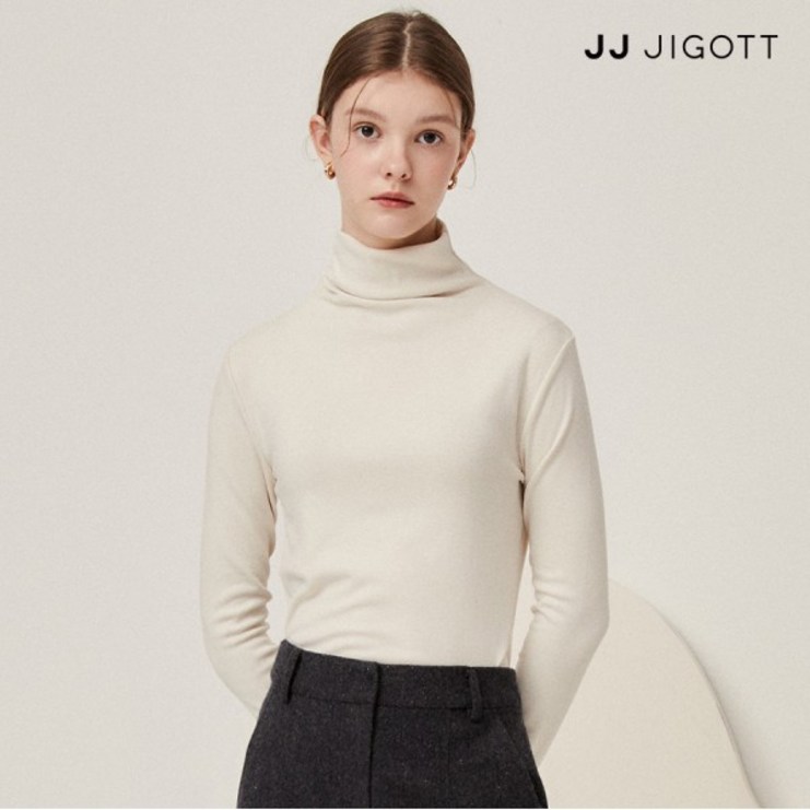 JJ지고트    슬리브 헴 배색 하프넥 티셔츠 GNBA0TSJ3