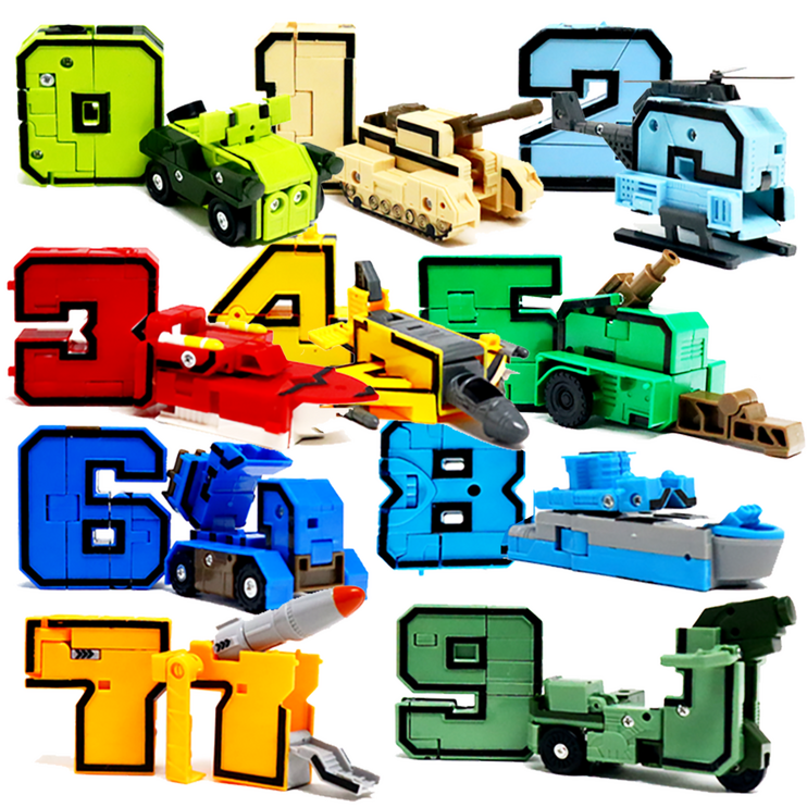 해피아이 무료배송 숫자변신 합체로봇 10종 블럭 세트 장난감 유아어린이 숫자학습용 0-9까지 10개세트, 혼합색상