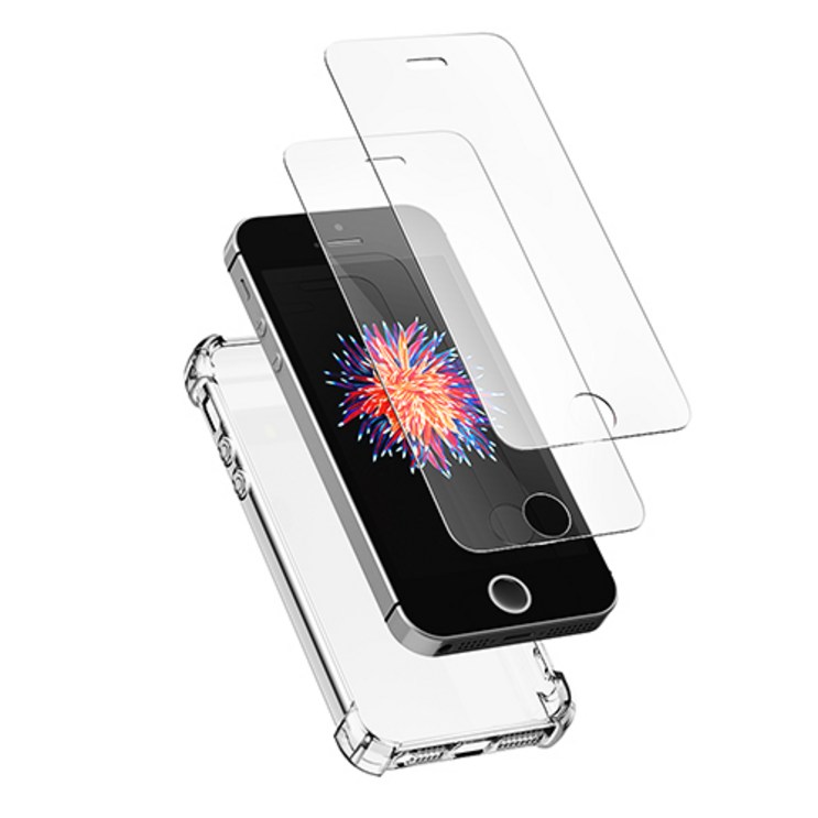 신지모루 범퍼 강화 4DX 에어팁 젤리 휴대폰 케이스  2.5D 강화 유리 필름 2p 세트