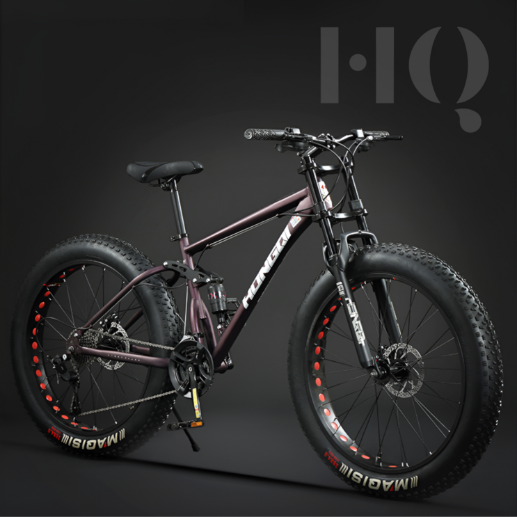 HQ 풀샥 팻바이크 오프로드 MTB 광폭 산악자전거, 와인퍼플 5블레이드 휠, 1개 HQ 풀샥 팻바이크 오프로드 MTB 광폭 산악자전거, 와인퍼플 5블레이드 휠, 1개