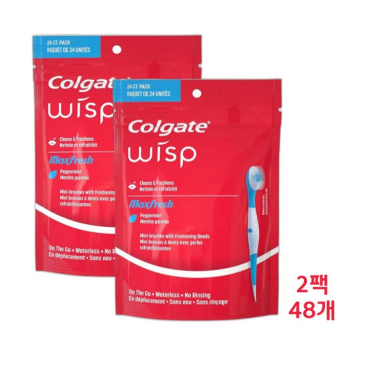 콜게이트 위스프 일회용칫솔 2팩 24개입x2개 여행용칫솔 휴대용미니칫솔 콜게이트 위스프 일회용칫솔 2팩 24개입x2개 여행용칫솔 휴대용미니칫솔