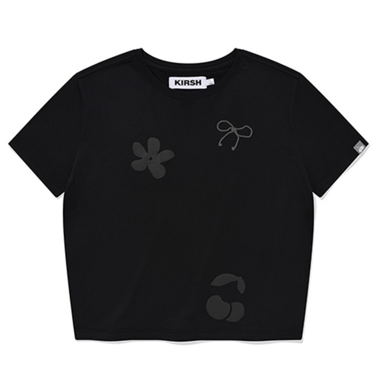 키르시 우먼 리플렉티브 그래픽 크롭 티셔츠
