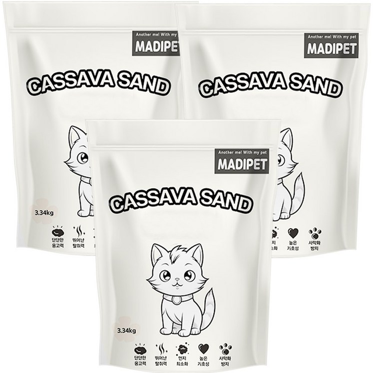카사바모래 10KG 먼지없는 메디펫 고양이모래, 무향, 3개, 3.34kg 카사바모래 10KG 먼지없는 메디펫 고양이모래, 무향, 3개, 3.34kg