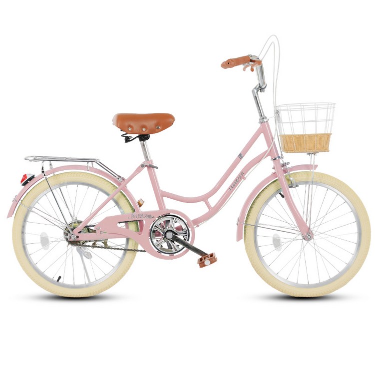GENKA 귀여운 튼튼한 미니벨로 자전거 출퇴근 여성 미니 경량 공원 나들이 산책 집앞, 핑크6단기어