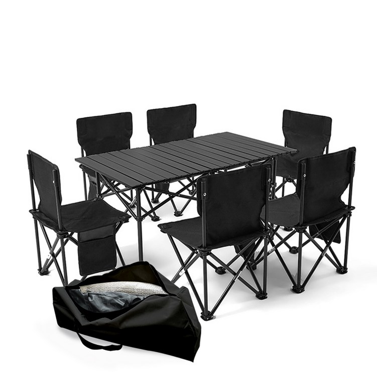 코코프 캠핑 의자테이블 세트 경량 접이식 의자 테이블, 블랙6인 6인테이블의자6개