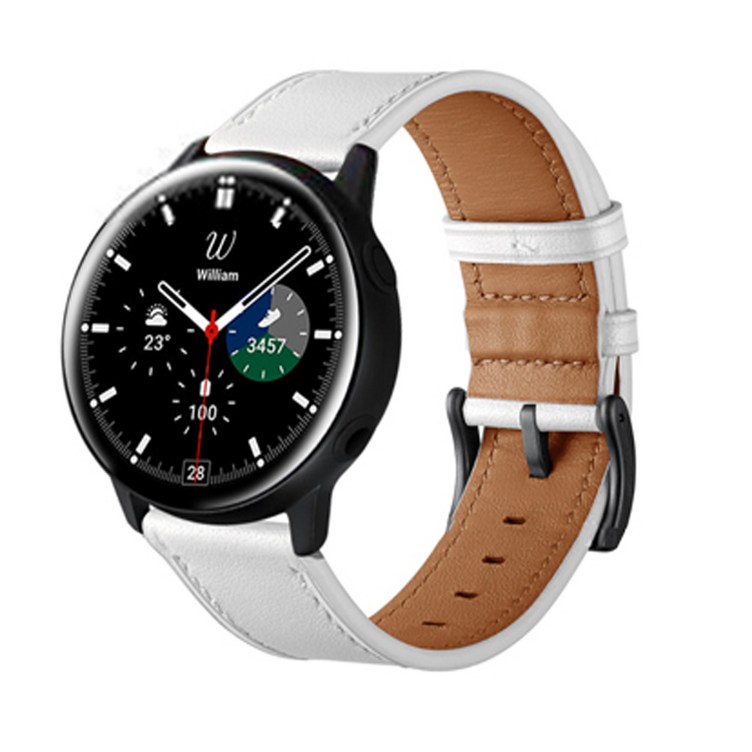 갤럭시 워치4 40 44mm 클래식 42 46mm 호환 고급 가죽 스트랩 밴드 시계줄 SMR860R870R880R890N, 화이트 갤럭시 워치4 40 44mm 클래식 42 46mm 호환 고급 가죽 스트랩 밴드 시계줄 SMR860R870R880R890N, 화이트