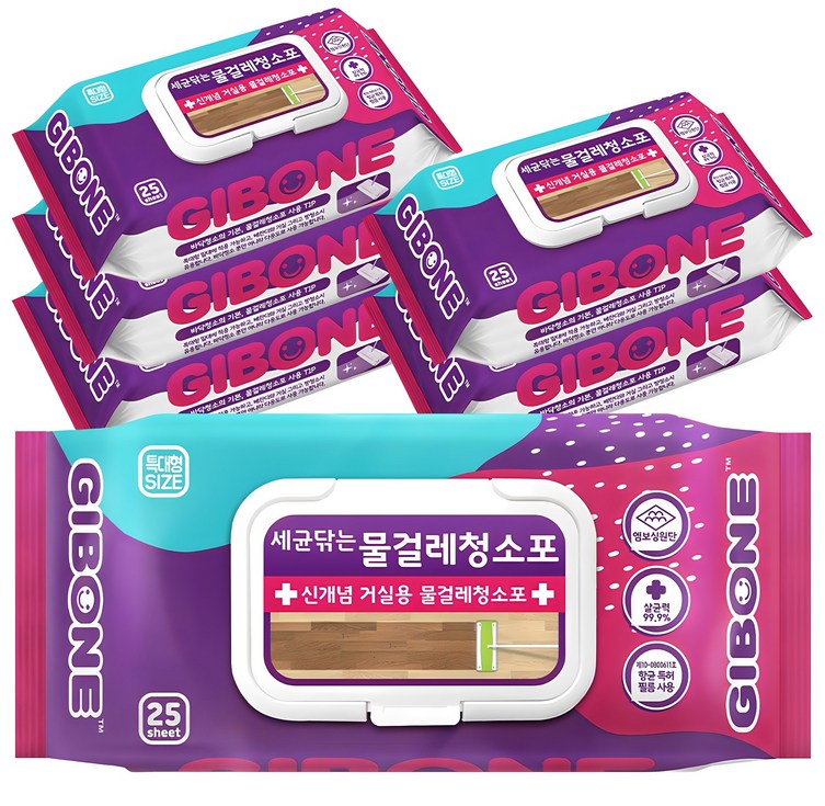 기본에 물걸레 청소포 특대형 캡형 25p, 6개