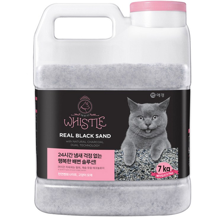 휘슬 애견 리얼블랙 고양이 모래 용기, 7kg, 1개 - 쇼핑앤샵