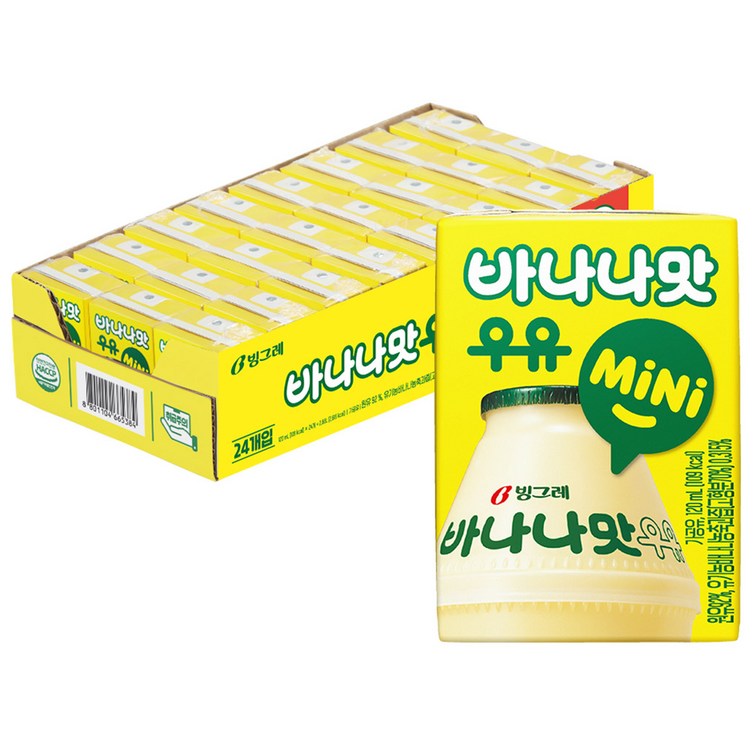 빙그레 바나나맛우유 mini 120ml, 24개 - 쇼핑앤샵