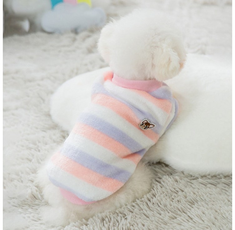 강아지 고양이 옷 따듯한 극세사 부드러운 기모 티셔츠 실내복 수면옷, 핑크, 1개
