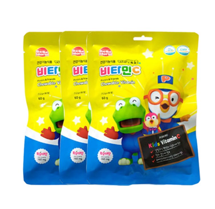 뽀로로 비타민C 50정 복숭아맛 3개