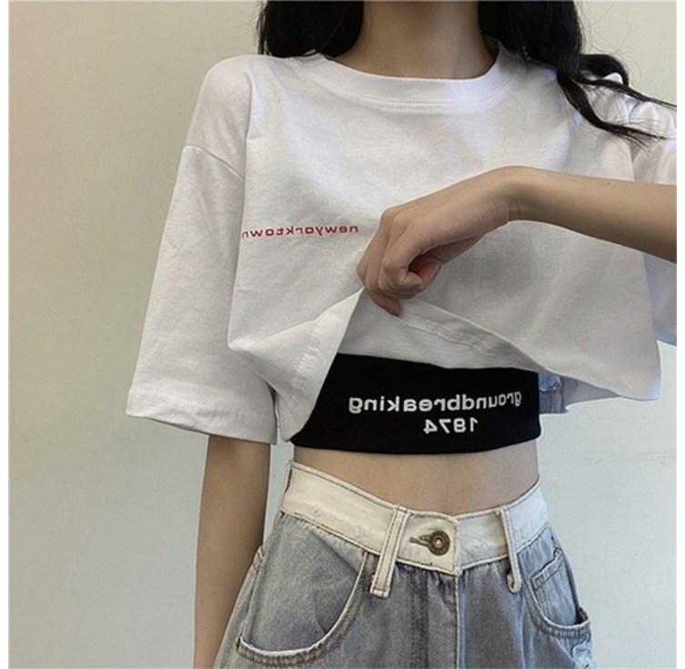 알리에 뉴욕스타일 여성 오버핏 반팔 크롭티 크롭나시 세트
