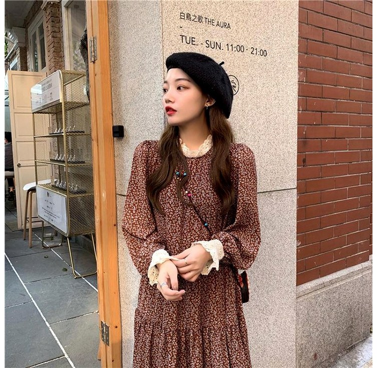 여성 롱원피스 쉬폰 루즈핏 편한 원피스 여름 봄가을 원피스 긴팔 초가을 원피스 휴양지원피스