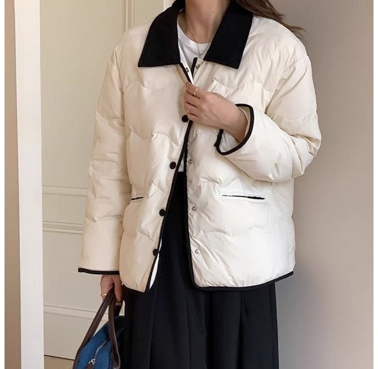 도니드림 여성 배색 카라 경량 누빔 퀼팅 자켓