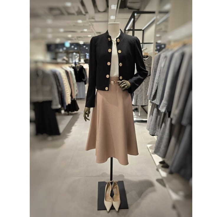 지고트 울 버튼 장식 크롭 재킷  플레어 스커트 세트 JPBA0JK771,JP9A0SK663 247892