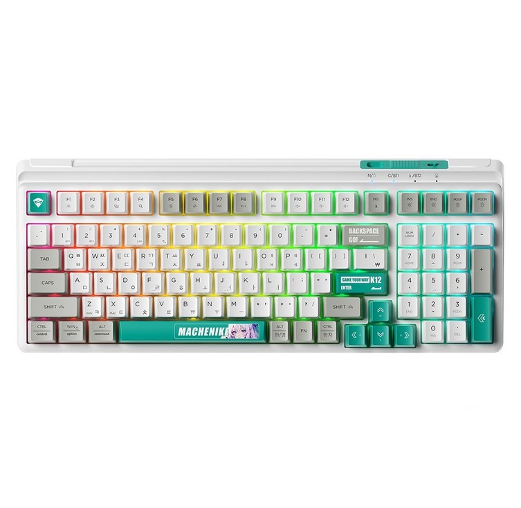 Machenike 무선 멤브레인 키보드 풀배열 무소음 블루투스 키보드 사무용, 그린, K12