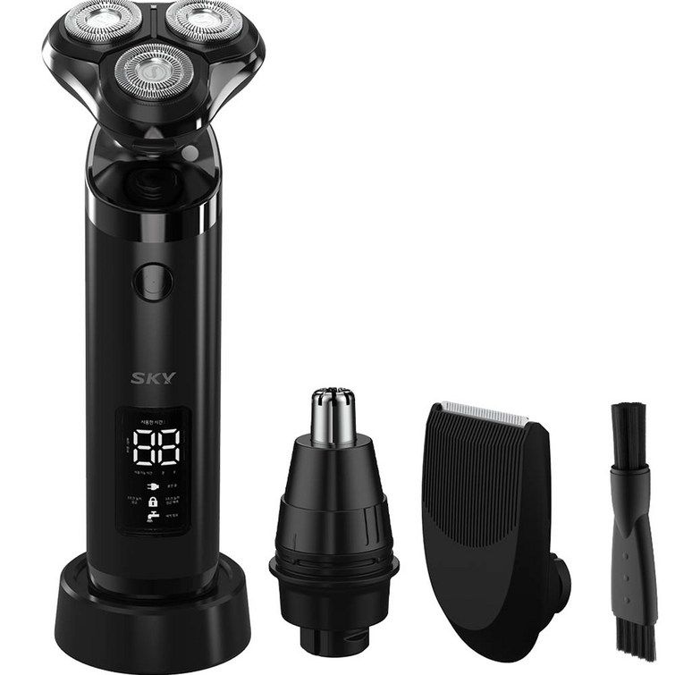 스카이 케어 SV100 전기면도기 방수 3종 트리머, SKYSV100, 나이트 블랙 스카이 케어 SV100 전기면도기 방수 3종 트리머, SKYSV100, 나이트 블랙