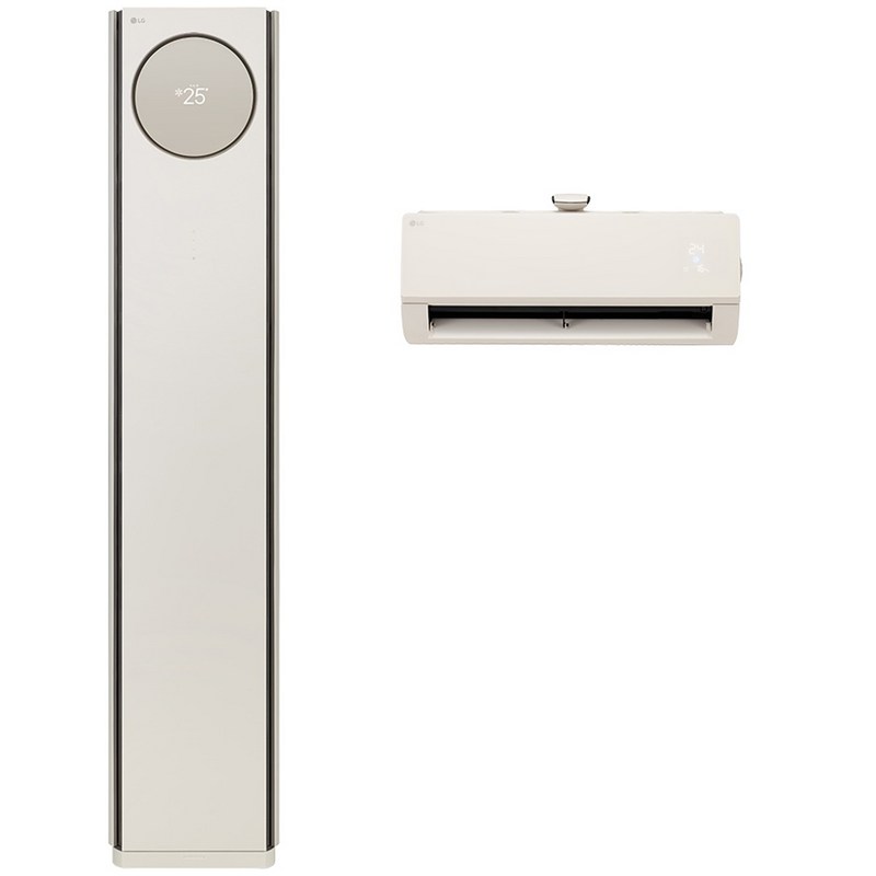 LG 58.5㎡(17.7평) + 18.7㎡(5.7평) 휘센 오브제컬렉션 타워에어컨 2in1 프리미엄 카밍 베이지 일반배관형 FQ18PDNBA2 방문설치 1