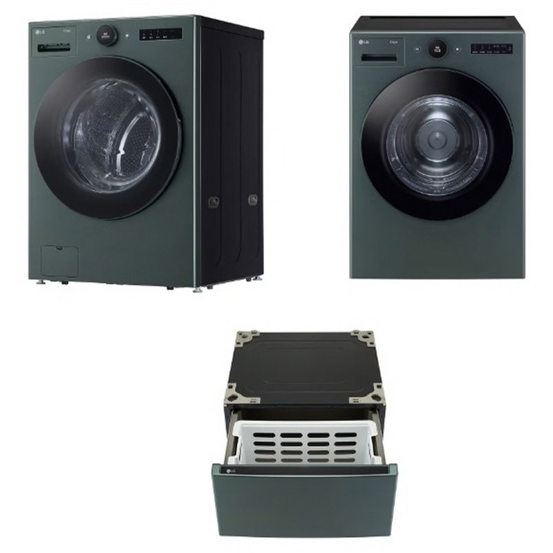 LG전자 트롬 오브제컬렉션 드럼세탁기 + 건조기 + 페데스탈 세트 FX23GNGF-GG 22kg + 20kg 방문설치, 네이처 그린 1