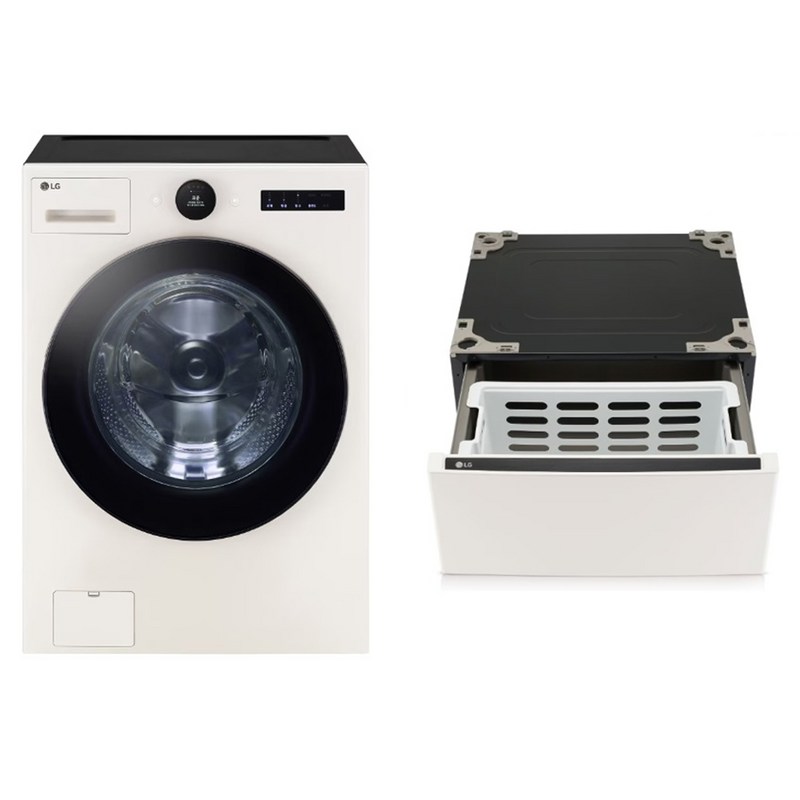 LG전자 트롬 오브제컬렉션 세탁기 25kg + 페데스탈 수납함 세트 FX25EARF 방문설치, 네이처 베이지 1