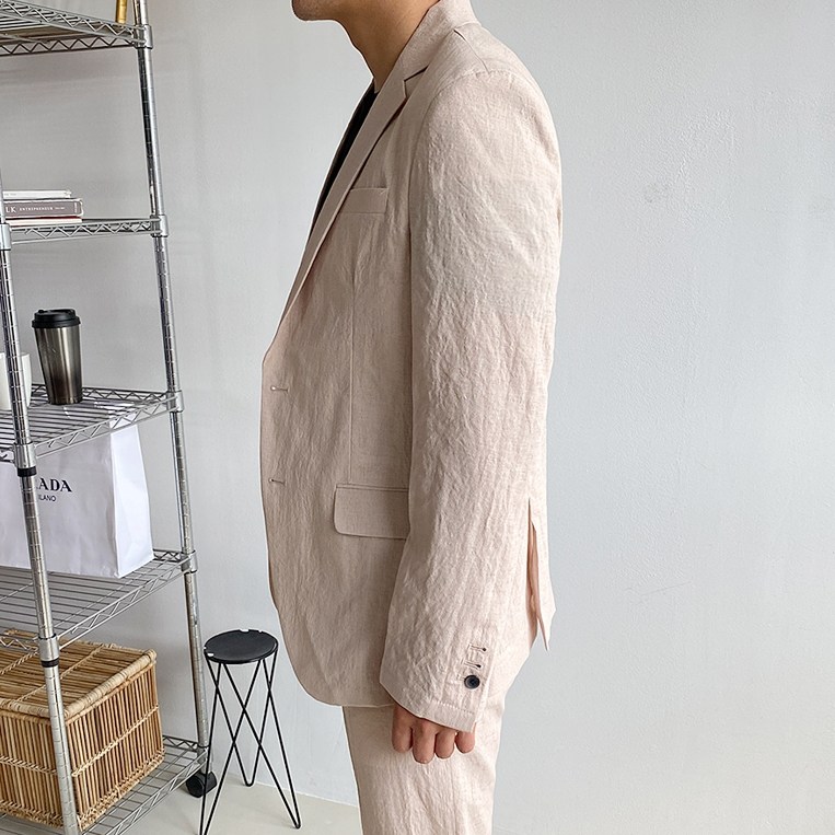머시따 남성용 세미 포멀 싱글 린넨 자켓 - thumb image