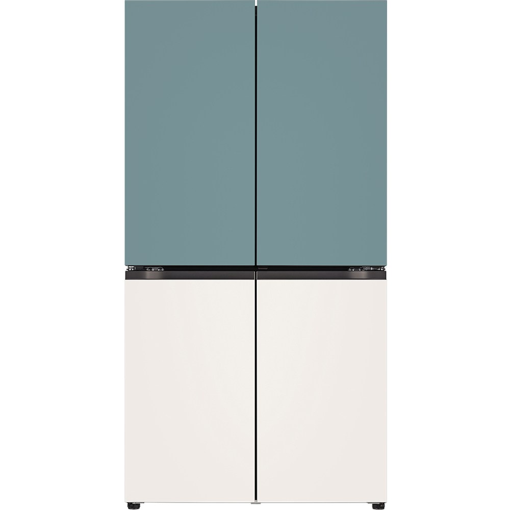 LG전자 디오스 오브제컬렉션 4도어 냉장고 T873MTE111 870L 방문설치, 클레이민트(상), 베이지(하) - L