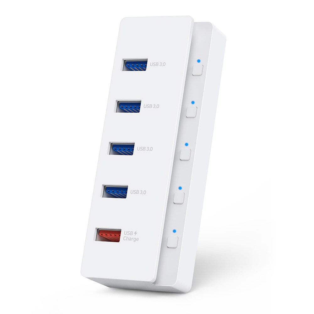 홈플래닛 5포트 USB3.0 유전원허브 (USB*4 + 충전*1) HUB5P-T / HUB5P / C5HUB, 화이트 - thumb image