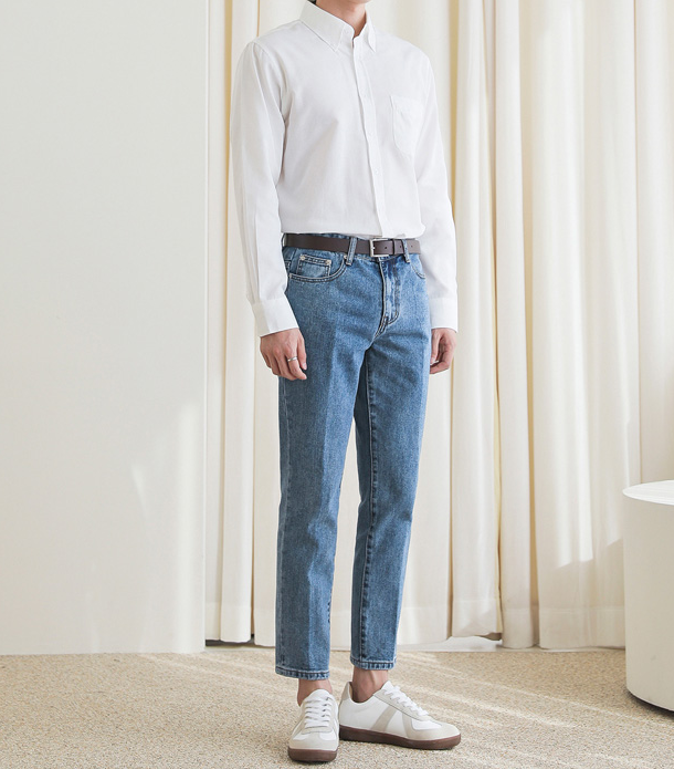 맨타임 남성용 SNS 데일리 심플 테이퍼드 데님팬츠 - thumb image