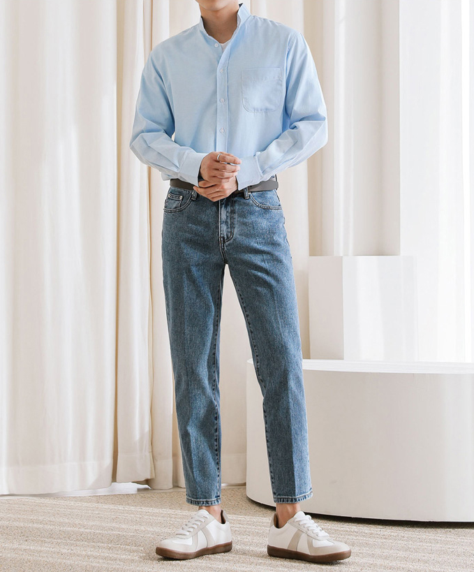 맨타임 남성용 SNS 데일리 심플 테이퍼드 데님팬츠 - thumb image