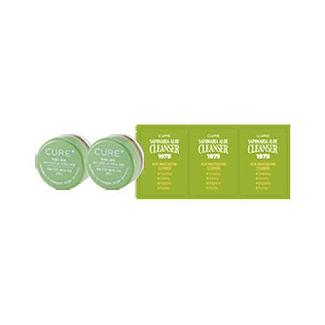 김정문알로에 큐어 플러스 크림 80g x 2p + 큐어2X 미니 3.5g x 2p + 클렌저 2ml x 3p 세트, 1세트 - thumb image