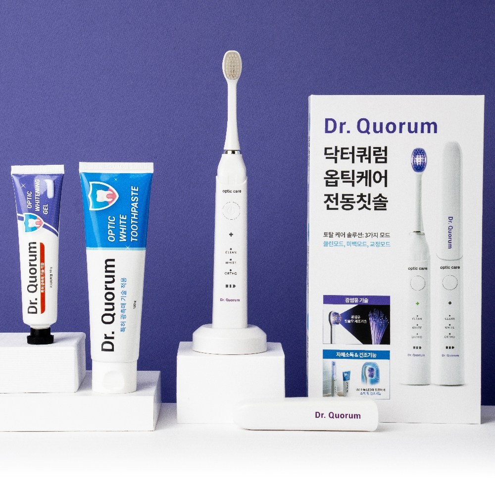 닥터쿼럼 옵틱케어 전동칫솔+화이트치약 + 화이트닝겔 - thumb image