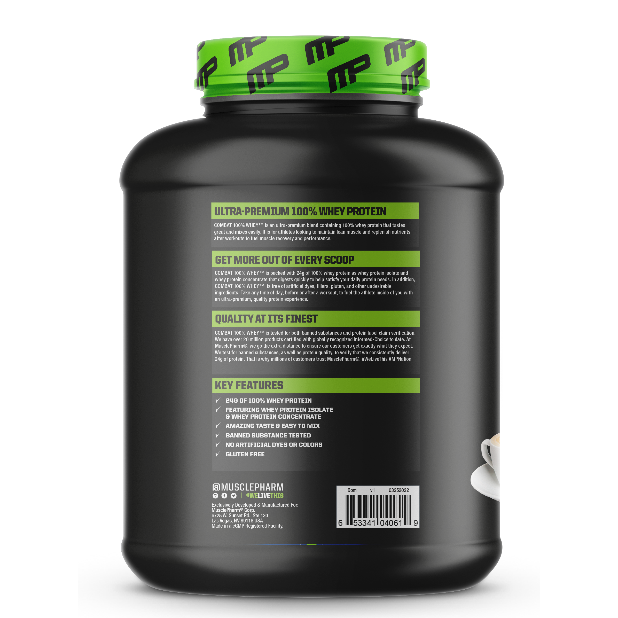 머슬팜 컴뱃 울트라 웨이 프로틴 파우더 드링크 믹스 단백질 보충제 카푸치노, 2.27kg, 1개 - thumb image