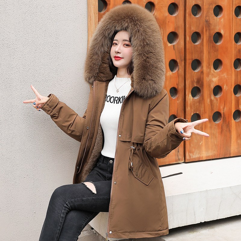 ANYOU 여성 하프 기모 도톰한 패딩 극복 여성겨울코트 - thumb image