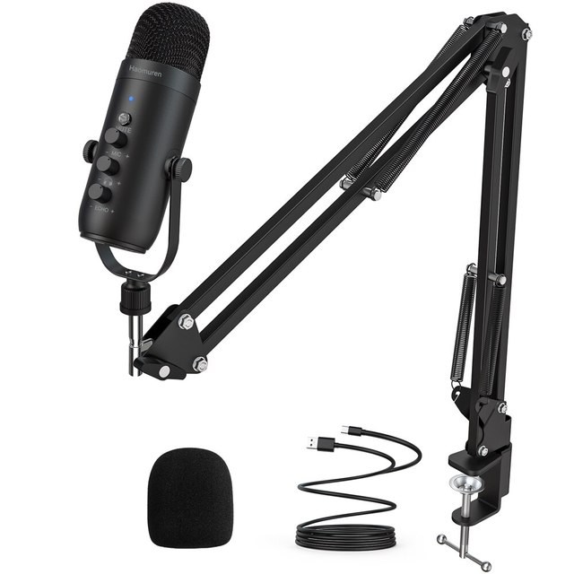 Zealsound Professional USB Streaming Podcast PC Microphone Studio Cardioid Condenser Mic Kit with Bo, black - thumb image