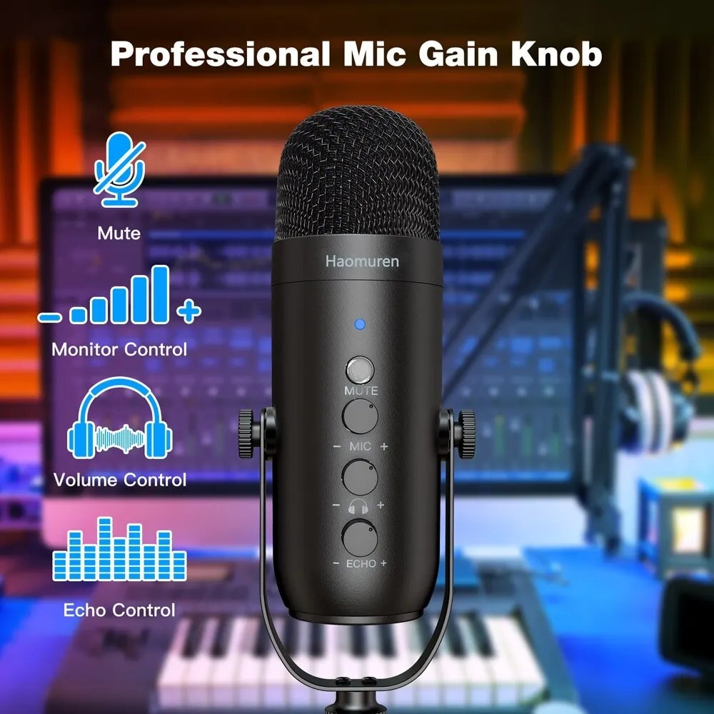 Zealsound Professional USB Streaming Podcast PC Microphone Studio Cardioid Condenser Mic Kit with Bo, black - thumb image