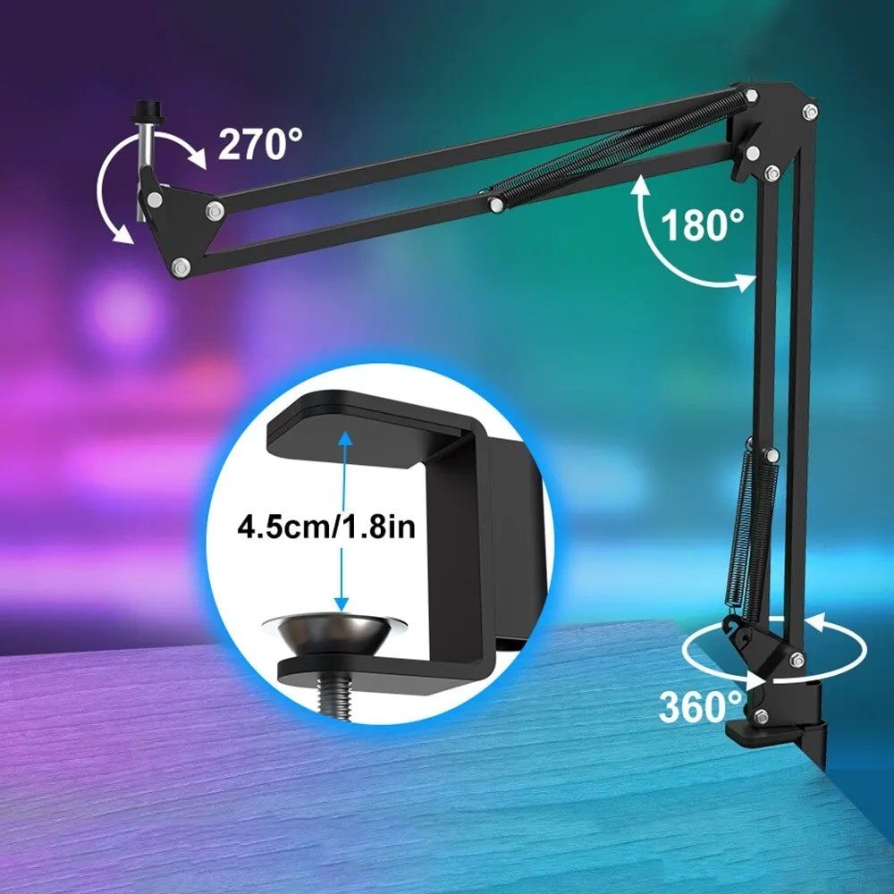 Zealsound Professional USB Streaming Podcast PC Microphone Studio Cardioid Condenser Mic Kit with Bo, black - thumb image